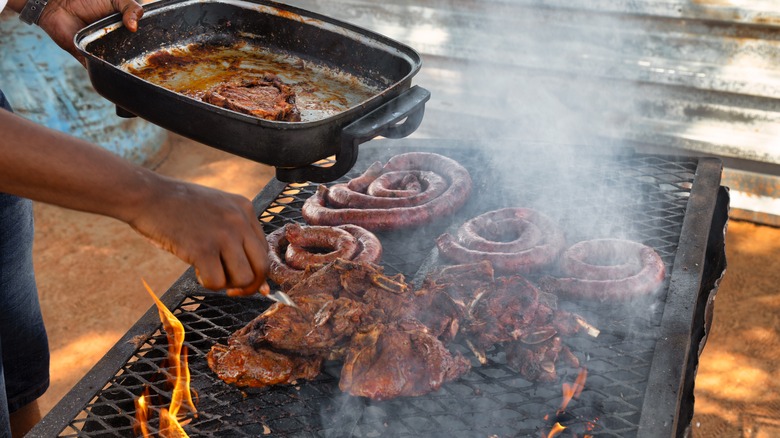 sausages prepared on grill