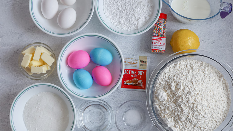 Braided Easter bread ingredients