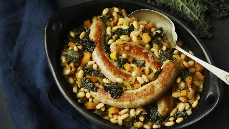 braised beans, kale, and sausage