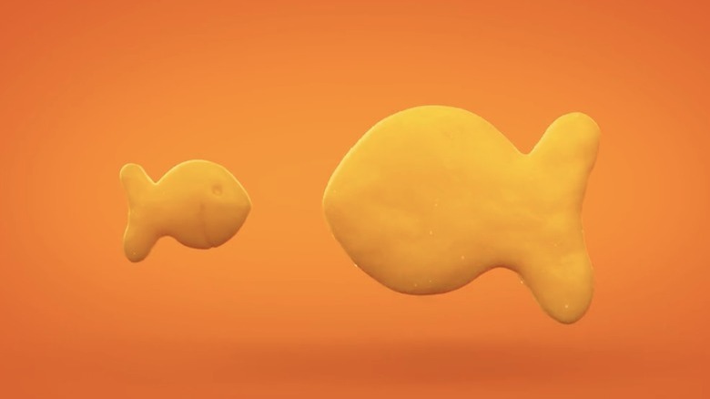 side comparison of original Goldfish vs. Mega Bites