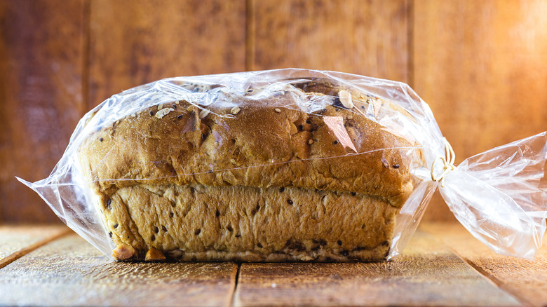 Loaf of bread in bag