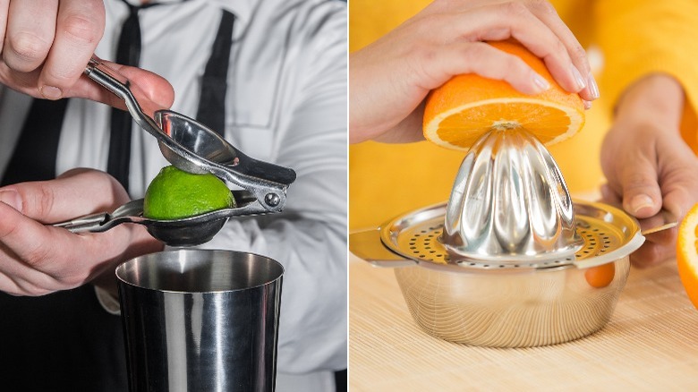 Split image of a citrus juicer and reamer