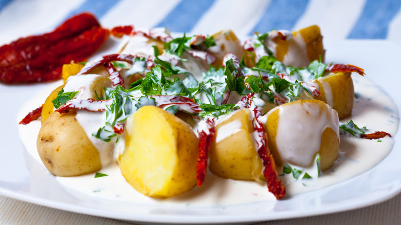 Italian potato salad on a plate
