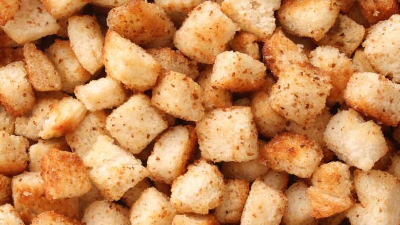 Closeup shot of croutons