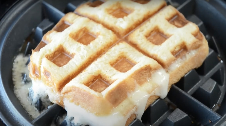 grilled cheese in waffle iron