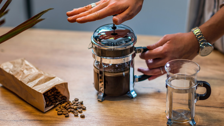 Coffee made via French press