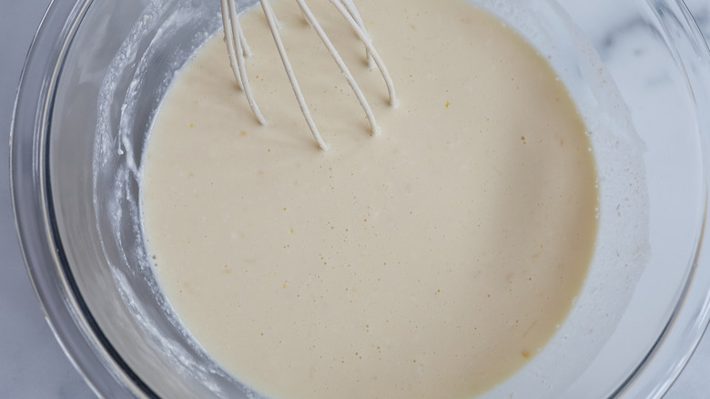 wet pancake ingredients in bowl