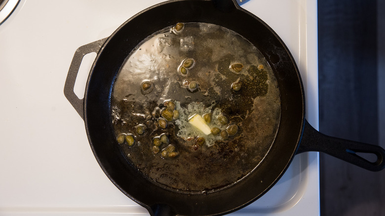 buttery sauce melting in pan