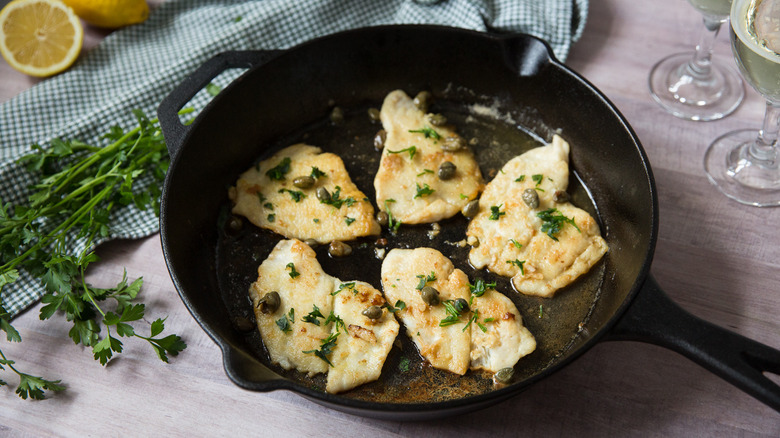 flounder piccata dish served on table