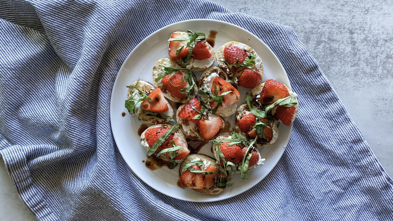 Strawberry bruschetta on plate