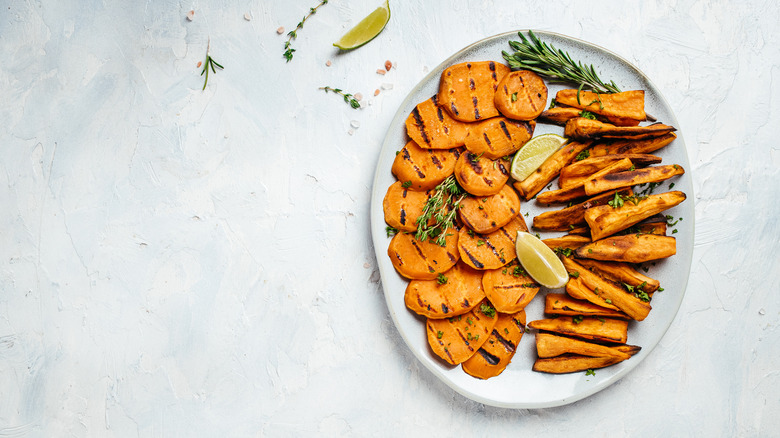 Platter grilled sweet potato