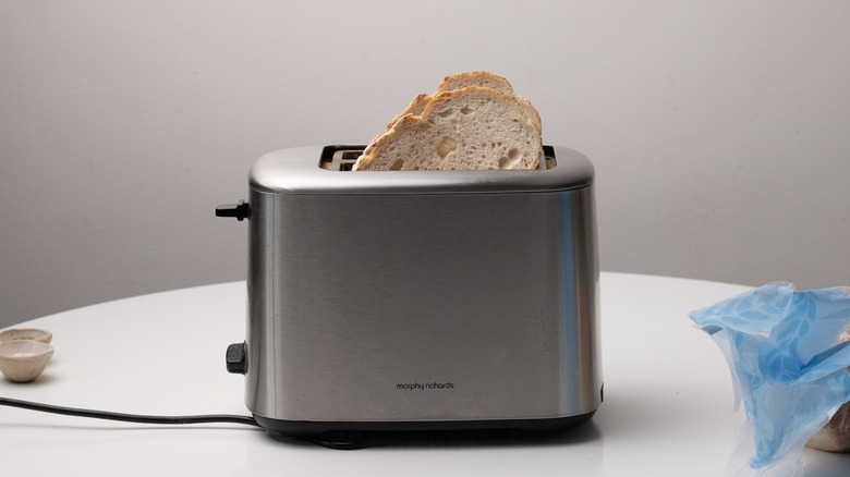 bread in a toaster