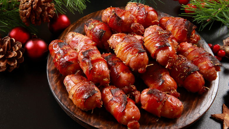 bacon wrapped cocktail sausages