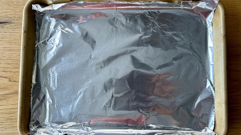 Foil-lined baking sheet