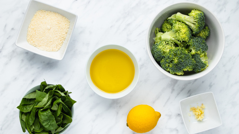 Ingredients for broccoli pesto