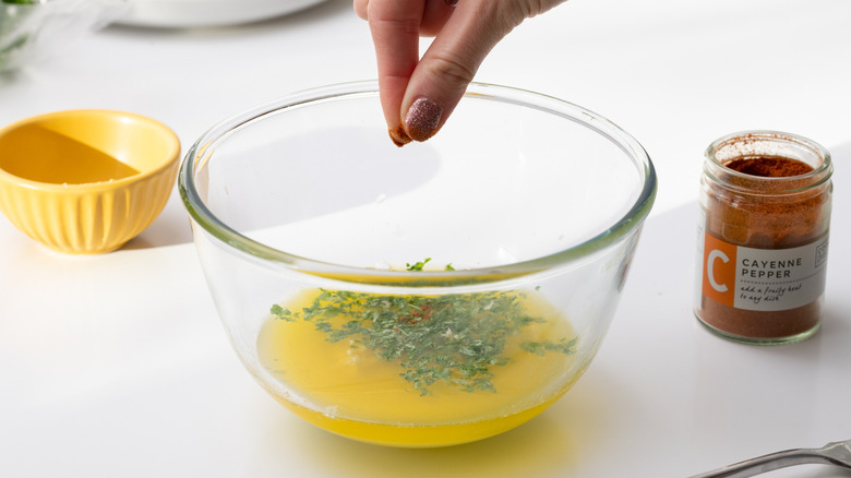 glass bowl with melted butter