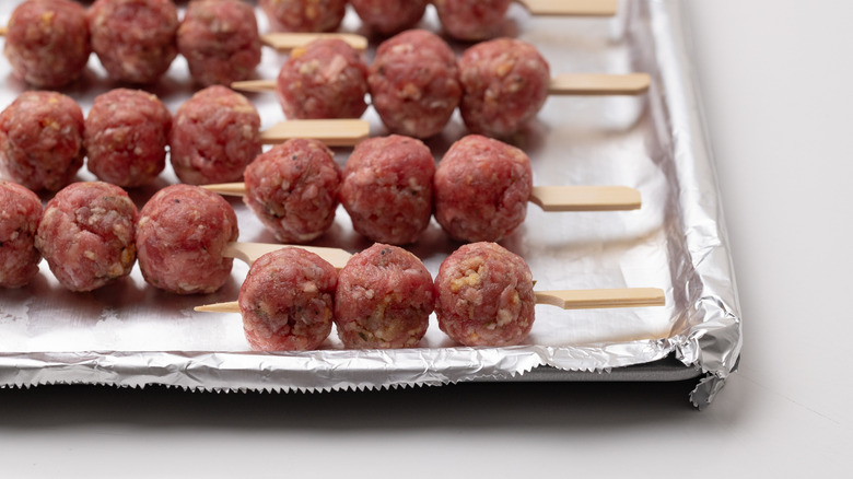 mini meatballs on skewers