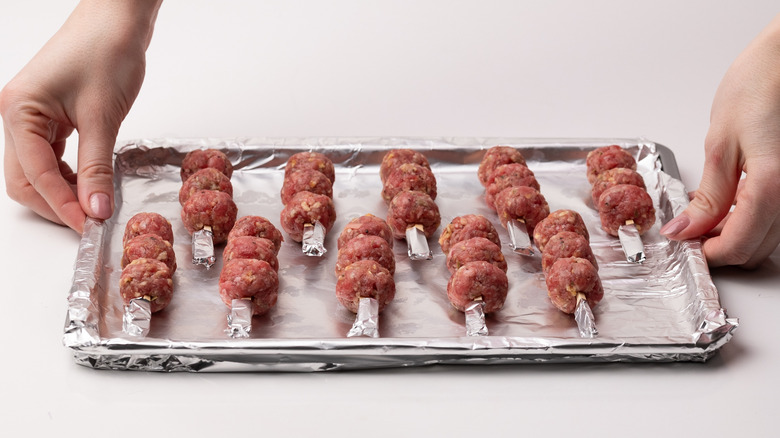 mini meatballs on skewers