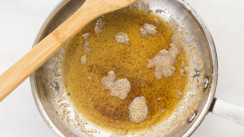 Brown butter in a pan