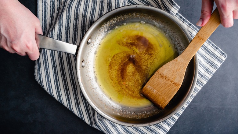 Browning butter in a skillet 