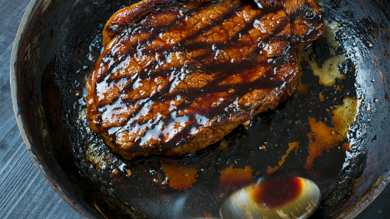 basting steak with browned butter