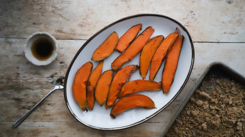 Platter of roasted sweet potatoes