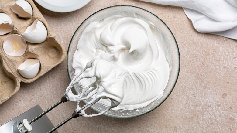 mixer and bowl of meringue