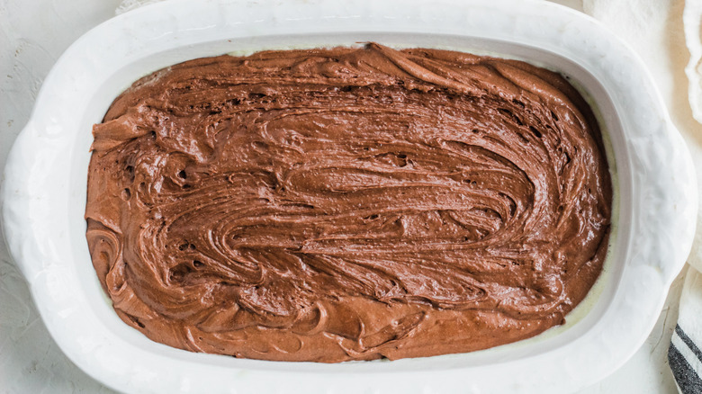 batter in a baking dish