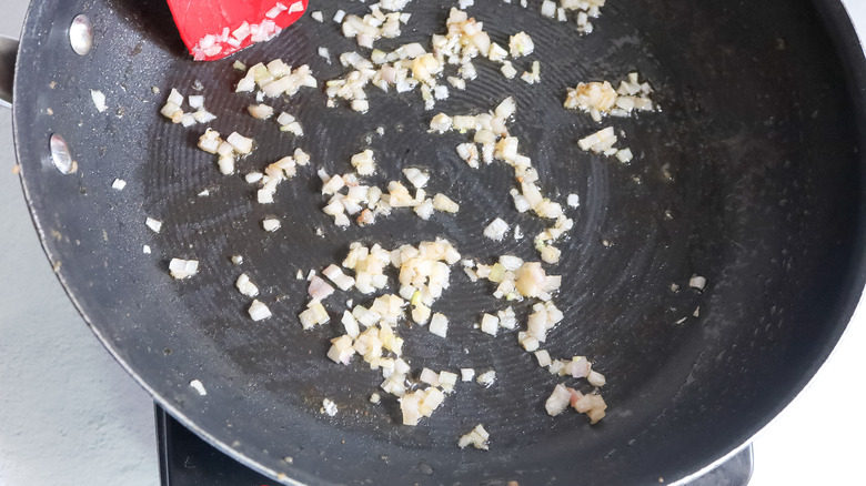 sauteeing shallots in skillet