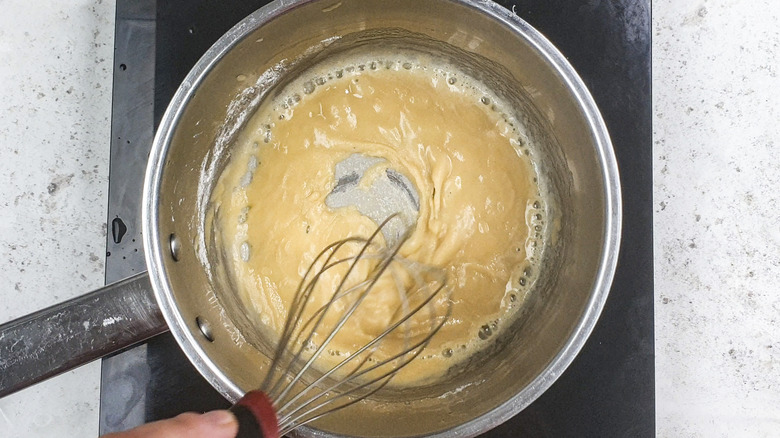 Making roux in saucepan