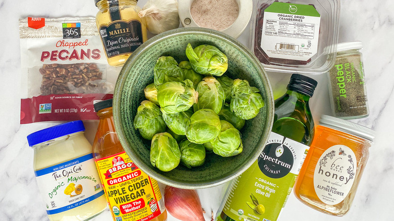 ingredients for Brussels sprouts slaw