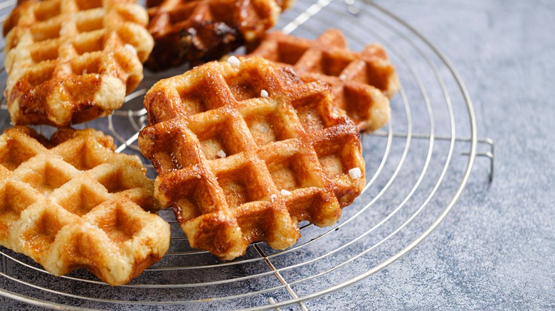 Liege waffles on wire rack