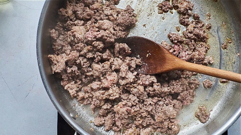 browning meat in a skillet