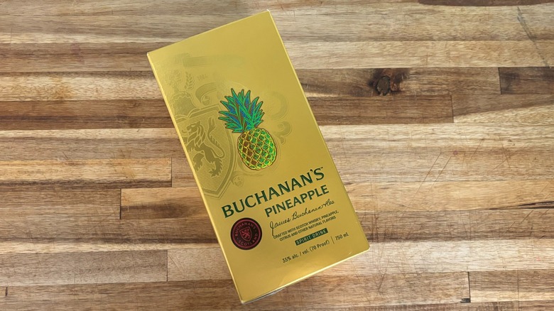 Buchanan's Pineapple box on counter