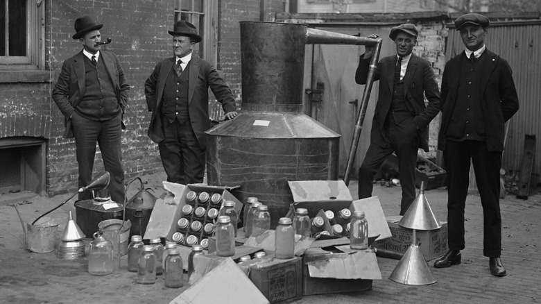 Prohibition agents with glass jars