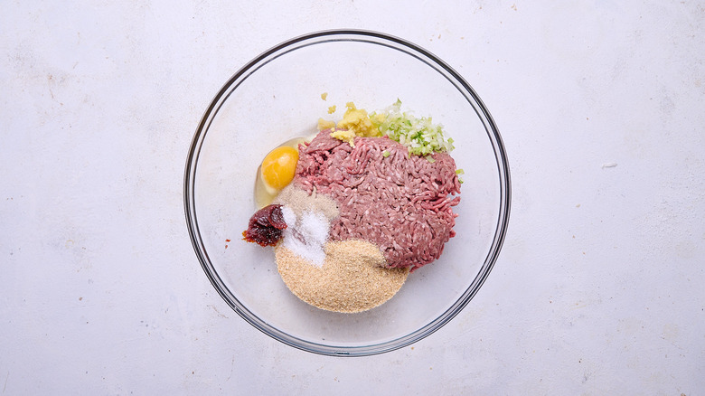 meatball ingredients in a bowl