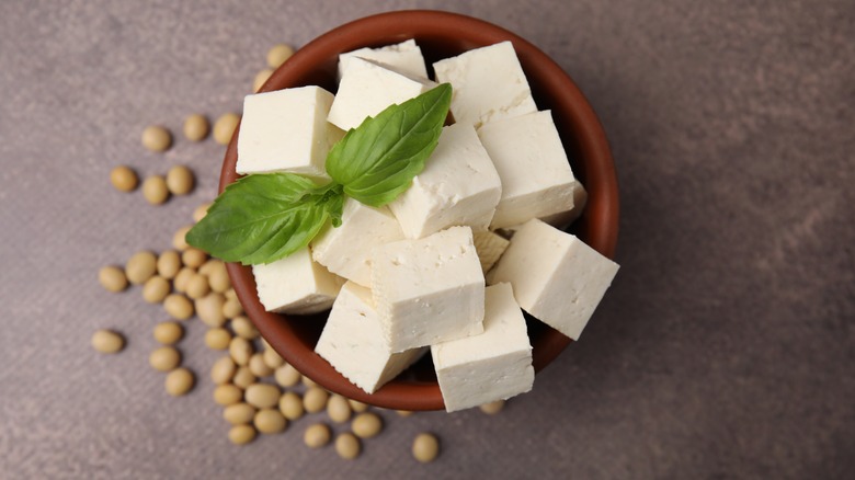 tofu cubes in bowl