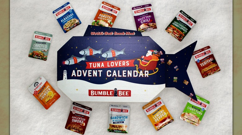 Bumble Bee Tuna Lovers Advent Calendar surrounded by tuna packets