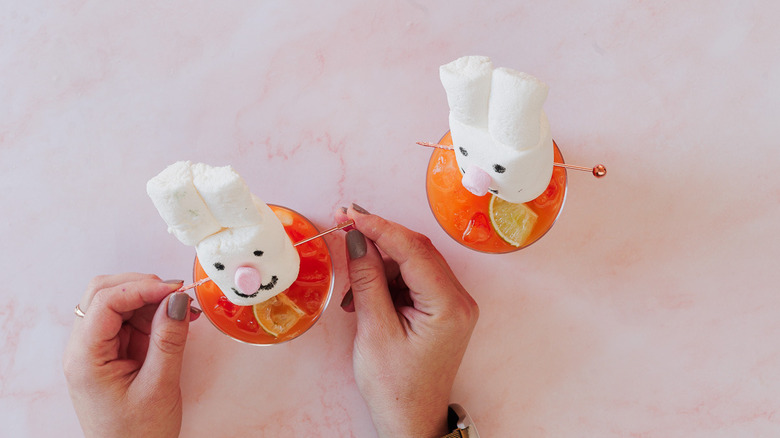 Adding bunny garnishes