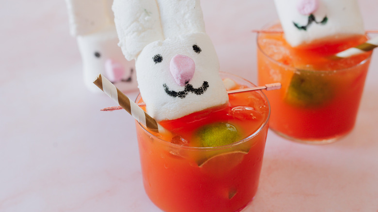 Two bunny topped drinks and a third topper