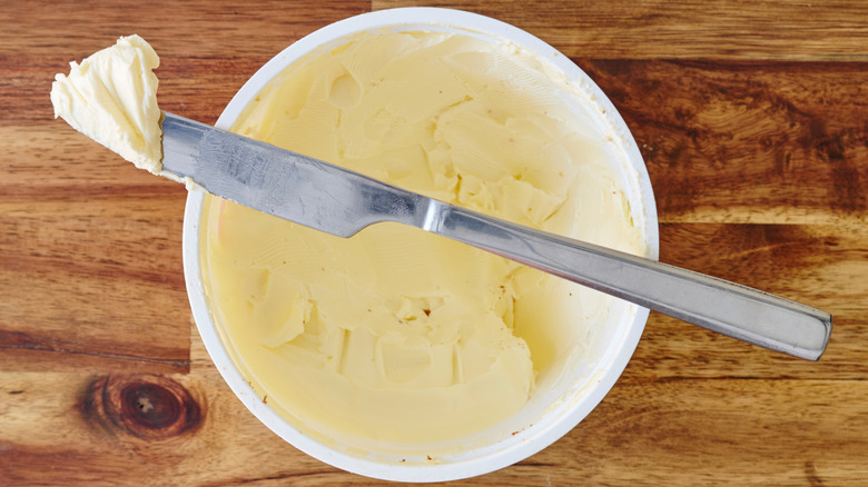 Container of margarine spread