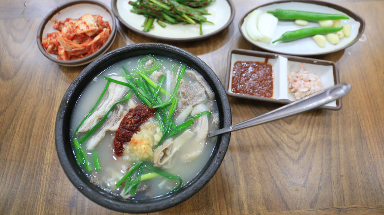 dwaeji gukbap with side dishes