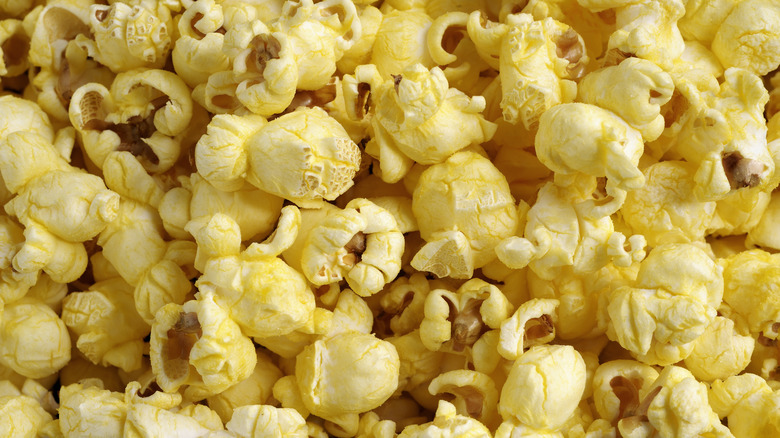 Buttered popcorn in bowl