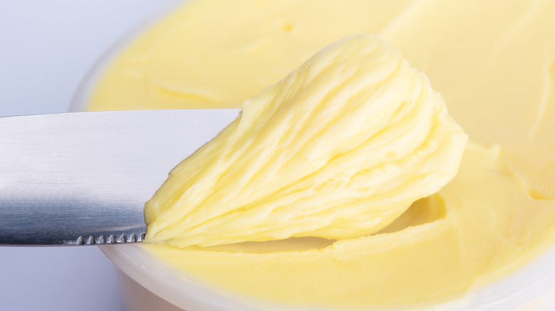 Margarine on a knife