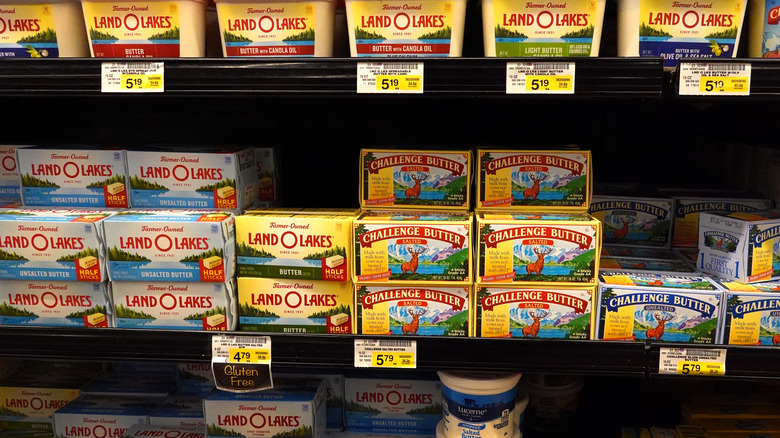 Butter shelf at the grocery store