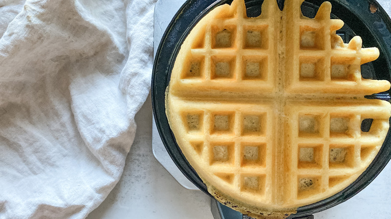 cooked waffle in waffle maker