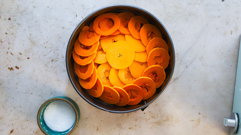 Seasoning layered vegetable tarte tatin