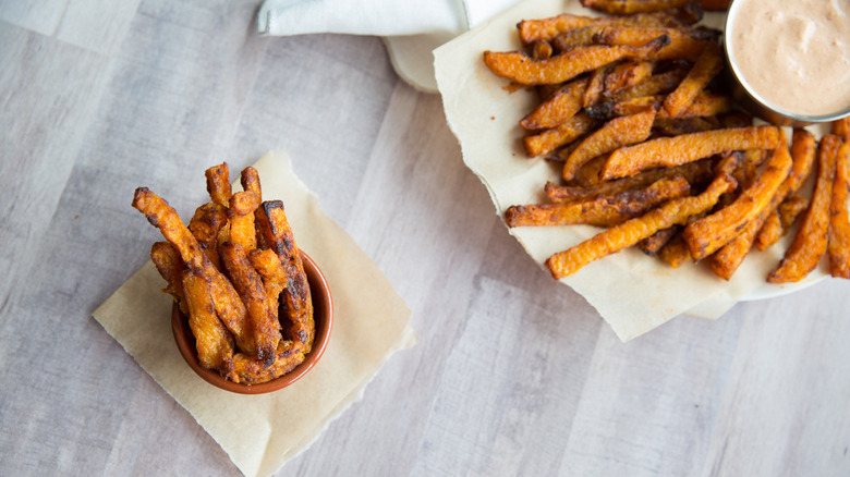 butternut squash fries on table 