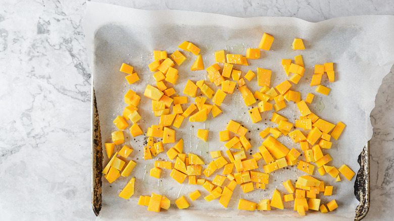 Squash on parchment-lined sheet