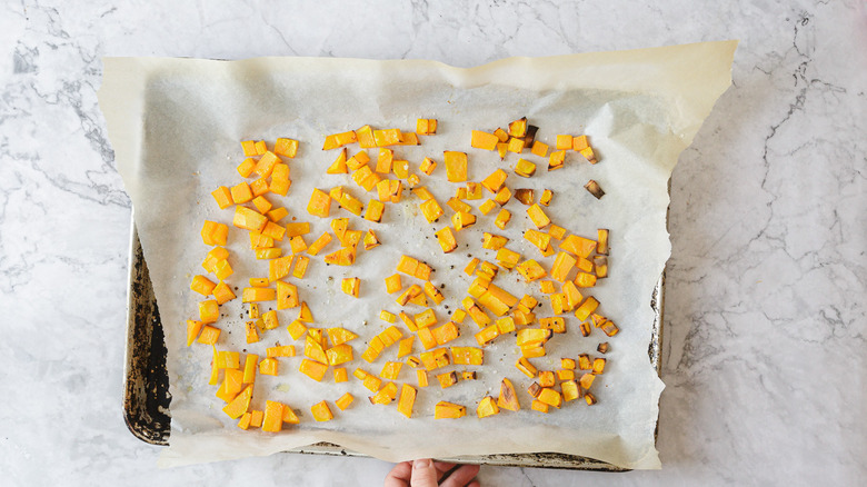 Baked squash on a sheet